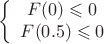 $$\[\left\{ {\begin{array}{*{20}{c}}
 {F(0) \leqslant 0} \\ 
 {F(0.5) \leqslant 0} 
\end{array}} \right.\]$$