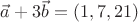 $\vec a+3\vec b=(1,7,21)$