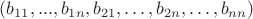 $(b_{11},..., b_{1n}, b_{21},\dots, b_{2n},\dots, b_{nn})$