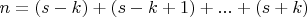 $n=(s-k)+(s-k+1)+...+(s+k)$