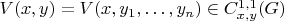 $V(x,y)=V(x,y_1,\dots,y_n)\in C^{1,1}_{x,y}(G)$