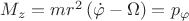 $M_z=m r^2 \left( \dot{\varphi} - \Omega \right) = p_{\varphi}$
