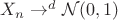 $X_n \to^d \mathcal{N}(0, 1)$
