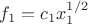 $f_{1}=c_{1}x_{1}^{1/2}$