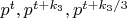 $p^{t}, p^{t+k_3}, p^{t+k_3/3}$
