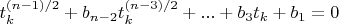 $t_k^{(n-1)/2}+b_{n-2} t_k^{(n-3)/2}+...+b_3 t_k+b_1=0$