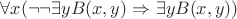 $\forall x(\neg \neg\exists y B(x,y)\Rightarrow\exists y B(x,y))$