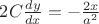 $2C\frac{dy}{dx}=-\frac{2x}{a^2}$