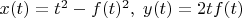 $x(t)=t^2-f(t)^2,\;y(t)=2tf(t)$