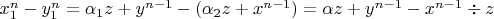 $x_1^n-y_1^n=\alpha_1z+y^{n-1}-(\alpha_2z+x^{n-1})=\alpha z+y^{n-1}-x^{n-1}\div z$