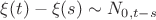 $\xi(t)-\xi(s)\sim N_{0,t-s}$