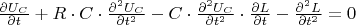 $\frac{\partial U_C}{\partial t}+R\cdot C\cdot\frac{\partial^2 U_C}{\partial t^2}-C\cdot\frac{\partial^2 U_C}{\partial t^2}\cdot\frac{\partial L}{\partial t}-\frac{\partial^2 L}{\partial t^2}=0$