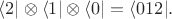$\langle 2\vert\otimes\langle 1\vert\otimes\langle 0\vert=\langle 012\vert.$