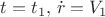 $t=t_1,\,\dot{r}=V_1$