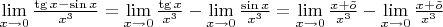 $\lim\limits_{x \to 0} \frac{\tg x - \sin x}{x^3} = \lim\limits_{x \to 0} \frac{\tg x}{x^3} - \lim\limits_{x \to 0} \frac{\sin x}{x^3} =   \lim\limits_{x \to 0} \frac{x + \tilde{o}}{x^3} -  \lim\limits_{x \to 0} \frac{x + \tilde{o}}{x^3} $