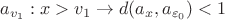 $a_{v_1} : x>v_1 \to d(a_{x},a_{\varepsilon_0}) < 1$