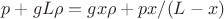 $p+gL\rho=gx\rho+px/(L-x)$