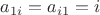 $a_{1 i} = a_{i 1} = i$