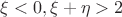 $\xi<0, \xi+\eta>2$