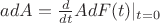 $ad  A = \frac{d}{dt} Ad F(t)\vert_{t=0}$