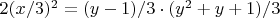 $2(x/3)^2=(y-1)/3 \cdot (y^2+y+1)/3$