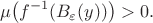 $$\mu\big(f^{-1}(B_\varepsilon(y))\big)>0.$$