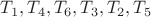 $T_1, T_4, T_6, T_3, T_2, T_5$