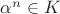 $\alpha^n \in K$