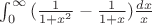 \int_{0}^{\infty}{(\frac {1} {1+x^2}-\frac {1} {1+x})\frac {dx} {x}}