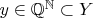 $y\in\mathbb Q^{\mathbb N}\subset Y$