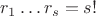 $r_1 \dots r_s=s!$