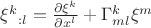 ${\xi^k}_{:l}=\frac{\partial \xi^k}{\partial x^l}+\Gamma^k_{ml}\xi^m$ ${\xi^k}_{:l}=\frac{\partial \xi^k}{\partial x^l}+\Gamma^k_{ml}\xi^m$