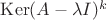 $\mathop{\mathrm{Ker}}(A-\lambda I)^k$