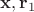 ${\bf x}, {\bf r}_1$