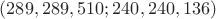 $(289,289,510;240,240,136)$