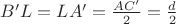 $B'L=LA'=\frac {AC'} 2=\frac d 2$