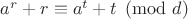 $a^r+r\equiv a^t+t \pmod d$