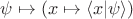 $\psi\mapsto(x\mapsto\langle x\vert\psi\rangle)$