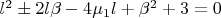 $l^2\pm2l\beta-4\mu_1l+\beta^2+3=0$