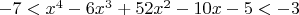 $-7<x^4-6 x^3+52 x^2-10 x-5<-3$