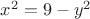 $x^2=9-y^2$