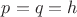 $p = q = h$