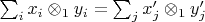 $\sum_i x_i\otimes_1 y_i=\sum_j x'_j\otimes_1 y'_j$