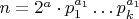 $n=2^{a}\cdot p_{1}^{a_1}\ldots p_{k}^{a_1}$