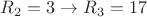 $R_2=3 \to R_3=17$