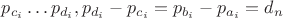 $p_{c_i} \ldots p_{d_i}, p_{d_i}-p_{c_i}=p_{b_i}-p_{a_i}=d_n$