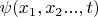$\psi (x_1,x_2...,t)$