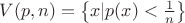 $V(p,n)=\left\{x|p(x)<\frac{1}{n}\right\}$