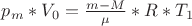 $p_m*V_0 =\frac{m-M}{\mu}*R*T_1$