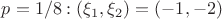 $ p=1/8:(\xi_1,\xi_2)=(-1,-2)$